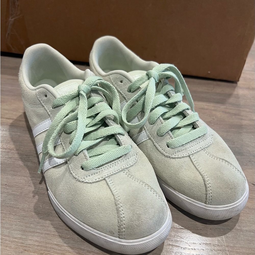 Adidas Mint and White Sneakers
